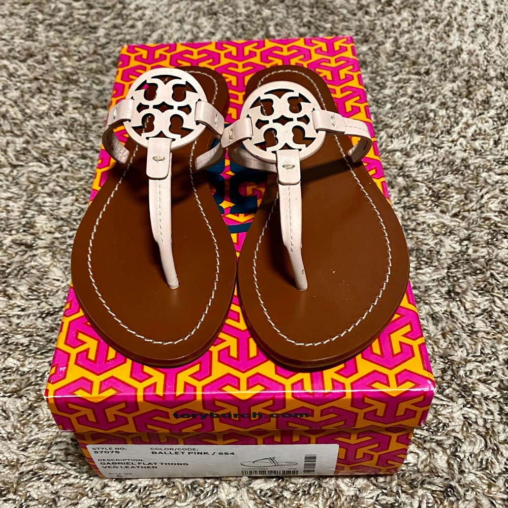 Tory Burch Tan and Cream Sandals